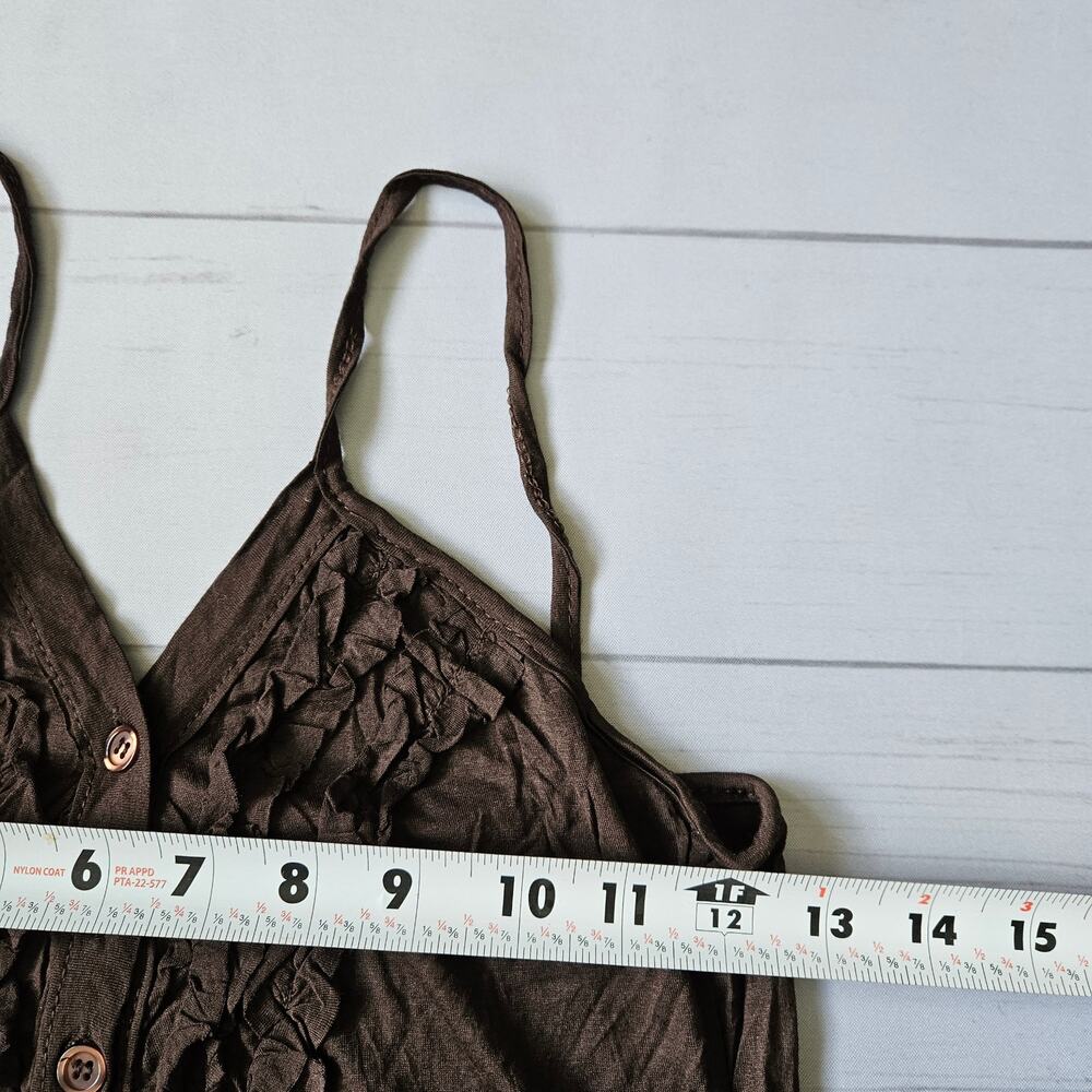 Y2k Euro Cami Top Brown Boho Cropped - Small - Picture 5 of 5